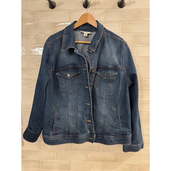 Women’s Plus Size 20W Dark Denim Jean Jacket - Picture 2 of 4